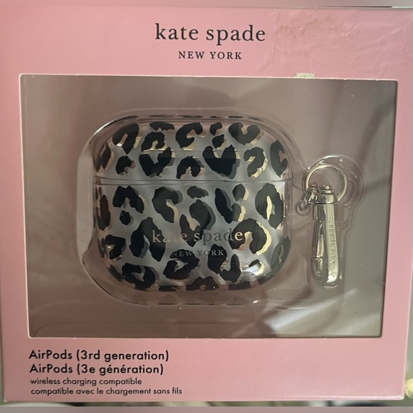 Nwt Kate spade ear air pods gen 3 case city leopard black - Picture 6 of 6